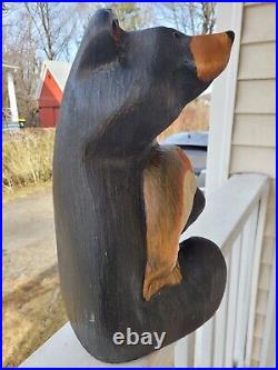 15 BSC Big Sky Carvers Solid Carved Wood Bear with Salmon