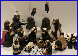 17piece Big Sky Carvers Beartivity Bearfoots Nativity Jeff Fleming Folk Art Xmas