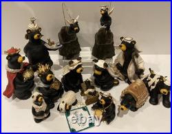 17piece Big Sky Carvers Beartivity Bearfoots Nativity Jeff Fleming Folk Art Xmas