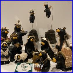 17piece Big Sky Carvers Beartivity Bearfoots Nativity Jeff Fleming Folk Art Xmas