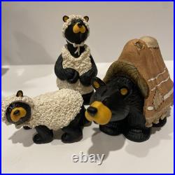 17piece Big Sky Carvers Beartivity Bearfoots Nativity Jeff Fleming Folk Art Xmas