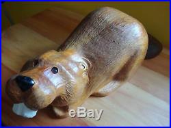 1996 Big Sky Carvers Jeff Fleming Bearfoots Solid Wood Carved Beaver Sculpture