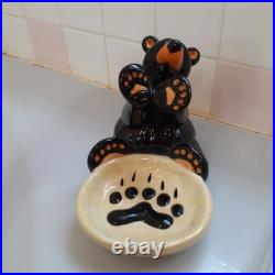 2012 Adorable Bearfoots Bears by Jeff Flemings Spoon Holder 5.6 tall x 4.7x7.1