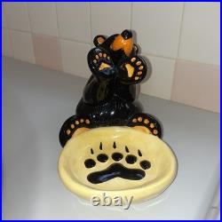 2012 Adorable Bearfoots Bears by Jeff Flemings Spoon Holder 5.6 tall x 4.7x7.1