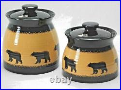 (2) Big Sky Carvers BRUSHWERKS BEAR Rare Large Canisters Excellent Condition