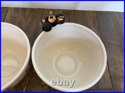 3 Big Sky Carvers Bearfoots Ceramic Cereal Bowls 3D Black Bear by Jeff Fleming