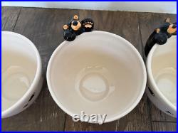 3 Big Sky Carvers Bearfoots Ceramic Cereal Bowls 3D Black Bear by Jeff Fleming