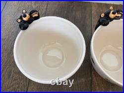 3 Big Sky Carvers Bearfoots Ceramic Cereal Bowls 3D Black Bear by Jeff Fleming