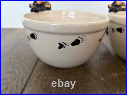 3 Big Sky Carvers Bearfoots Ceramic Cereal Bowls 3D Black Bear by Jeff Fleming