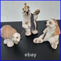 3 pc Polar Bear Nativity Pieces- Wise Men, Shephards, Sheep, Big Sky Carvers EUC