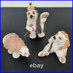 3 pc Polar Bear Nativity Pieces- Wise Men, Shephards, Sheep, Big Sky Carvers EUC