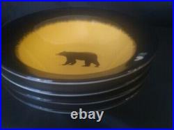 (4)Big Sky Carvers Brushwerks Bear Rimmed Soup Bowl 9 1/4 NEW