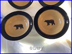 (4)Big Sky Carvers Brushwerks Bear Rimmed Soup Bowl 9 1/4 NEW