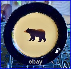 4 NEW Big Sky Carvers Dinnerware BRUSHWORKS Black BEAR Salad Plates Dinnerware