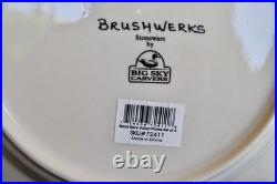 (4) NEW Big Sky Carvers SALAD PLATES Dinnerware BRUSHWORKS Black BEAR NEVER USED