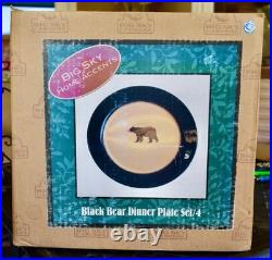 4 NEW Big sky Carvers BRUSHWERKS dinnerware Dinner Plates BEAR
