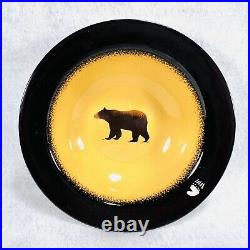 4 Rimmed Soup Bowls Big Sky Carvers Brushwerks Bear 9 1/4 Lodge Cabin Man Cave