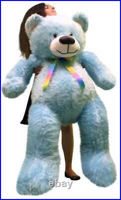 5 Foot American Made Sky Blue Color Giant Teddy Bear 62 Inches Soft Made in USA