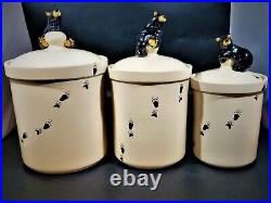 6 Pc Bearfoots Ceramic Canister Jar Lodge Country Big Sky Jeff Fleming NEW