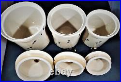 6 Pc Bearfoots Ceramic Canister Jar Lodge Country Big Sky Jeff Fleming NEW