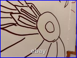 Abstract Face with Feathers Line Drawing Ink on Paper 14x11 Original Abstract Face with Feathers Line Drawing Ink on Paper 14x11 Original