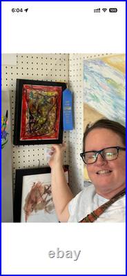 Abstract Face with Feathers Line Drawing Ink on Paper 14x11 Original