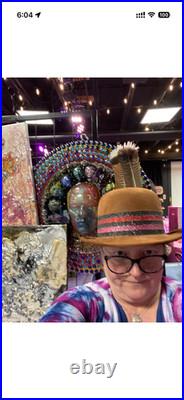 Abstract Face with Feathers Line Drawing Ink on Paper 14x11 Original