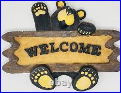 BEARFOOTS Jeff Fleming Bear Wall Hanging Sign Plaque''WELCOME Big Sky Carvers
