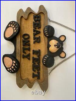 BEARFOOTS Jeff Fleming Big Sky Carvers Bear Feet Only Sign over 14 wide Super