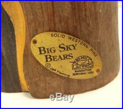 BIG SKY BEARS Jeff Fleming Wood Wooden Carved Bear Log Tree Stump Montana withTag