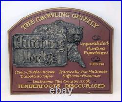 BIG SKY CARVERS 3D Wood / Metal Hunting Lodge Sign Montana Grizzly Bear 16x19
