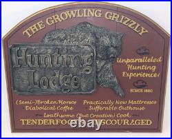 BIG SKY CARVERS 3D Wood / Metal Hunting Lodge Sign Montana Grizzly Bear 16x19