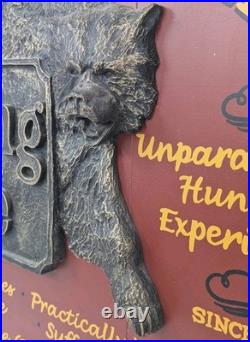 BIG SKY CARVERS 3D Wood / Metal Hunting Lodge Sign Montana Grizzly Bear 16x19