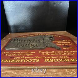 BIG SKY CARVERS Hunting Lodge 3D WOOD SIGN Hand Paint 19x16 Montana Grizzly Bear