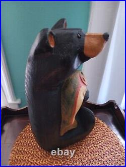 BIG SKY Carvers Black Bear With Fish MONTANA Hand Carved 15 Tall