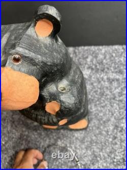 BIG SKY Carvers Jeff Fleming 13 Black Bear with Fishing Pole GUC