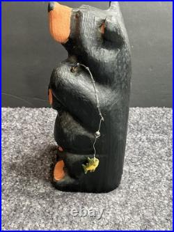 BIG SKY Carvers Jeff Fleming 13 Black Bear with Fishing Pole GUC