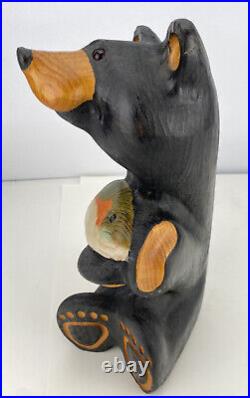 BIG SKY Carvers Jeff Fleming Black Bear With Fish MONTANA Hand Carved 15 Tall