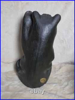 BSC Big Sky Carvers Jeff Fleming Solid Wood 13 Waving Bear Paw Up Sculpture VTG