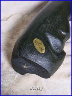 BSC Big Sky Carvers Jeff Fleming Solid Wood 13 Waving Bear Paw Up Sculpture VTG