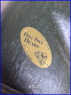 BSC Big Sky Carvers Jeff Fleming Solid Wood 13 Waving Bear Paw Up Sculpture VTG