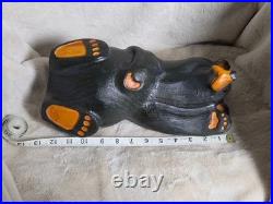 BSC Big Sky Carvers Jeff Fleming Solid Wood 13 Waving Bear Paw Up Sculpture VTG