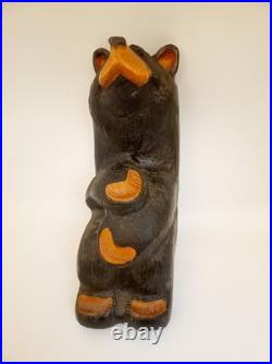 BSC Big Sky Carvers carved wood bear statue step sitter 15 tall Bearfoots