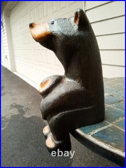 BSC Big Sky Carvers carved wood bear statue step sitter 15 tall Bearfoots