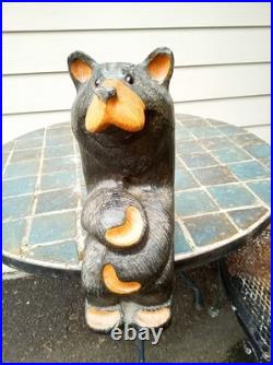 BSC Big Sky Carvers carved wood bear statue step sitter 15 tall Bearfoots