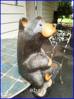 BSC Big Sky Carvers carved wood bear statue step sitter 15 tall Bearfoots BSC Big Sky Carvers carved wood bear statue step sitter 15 tall Bearfoots