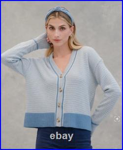 B Draddy Women's THE BEAR 100% Scottish Cashmere V-Neck Cardigan Big Sky