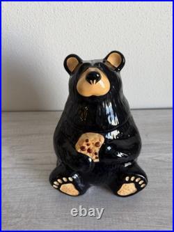 BearFoots Bear Cookie Jar by Jeff Fleming Big Sky Carvers 12 Ceramic Black Bear