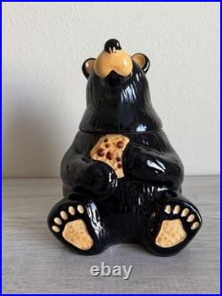 BearFoots Bear Cookie Jar by Jeff Fleming Big Sky Carvers 12 Ceramic Black Bear