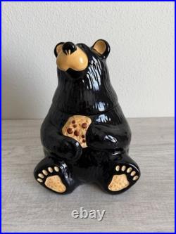 BearFoots Bear Cookie Jar by Jeff Fleming Big Sky Carvers 12 Ceramic Black Bear